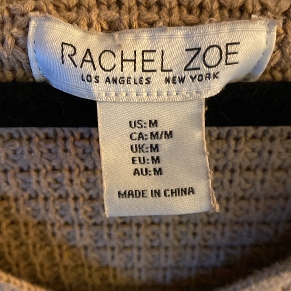 Rachel Zoe Women’s Sweater Hoodie V-Neck Chunky Knit Carmel / Tan - SZ Med - Picture 8 of 9